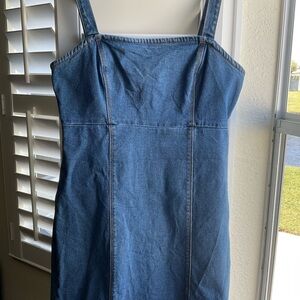 Hollister A-line Denim Dress Adjustable Straps Mid-Wash Blue Medium